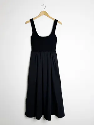 All:Row Lucinda Midi Dress Black Sleeveless Square Neck Size Small thumbnail 3