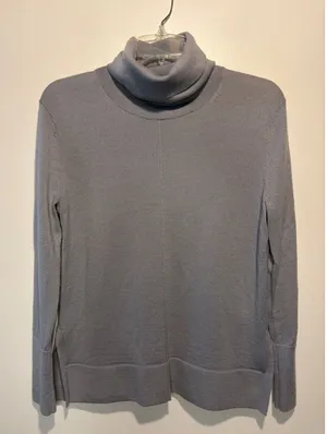 Banana Republic 100% Merino Wool Turtleneck Lightweight Sweater Steel Grey Small thumbnail 1