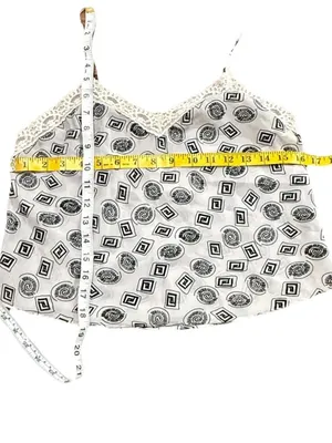 Victoria’s Secret gold label vintage cami top black white print size small thumbnail 6
