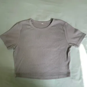 Shein ash blue ribbed crop top thumbnail 2