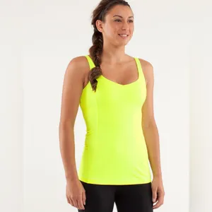 Lululemon Optimal Double Strap Cutout Back Tank Top in Ray‎ Neon Yellow Size 4 thumbnail 3