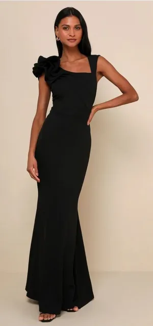 Lulus Lucette Black Sleeveless Ruffled Mermaid Maxi Dress thumbnail 1