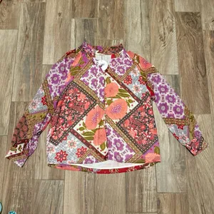 Entro Talk About It Pink Mixed Print Blouse thumbnail 2