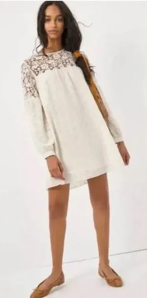 Anthropologie Ivory Verb Josephine Boho Lace Tunic Long Sleeve Mini Dress Small thumbnail 1
