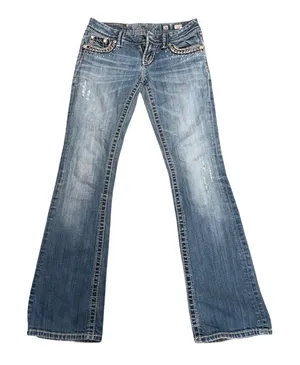 Miss Me Bootcut Jeans Women 26 Blue Good Rhinestone Embellished JE5453B7L thumbnail 1