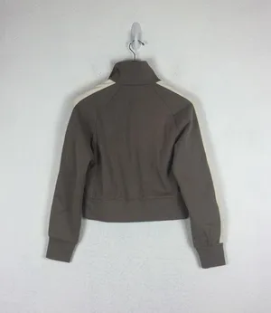 Everlane The Dream Zip-Up Side Stripe Sporty Knit Crop Jacket In Clay XS thumbnail 14