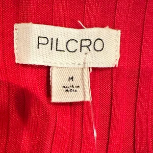 PILCRO Peplum Tie Waist Red Ribbed Knit Long Sleeve Babydoll Scoop Neck Top M thumbnail 4