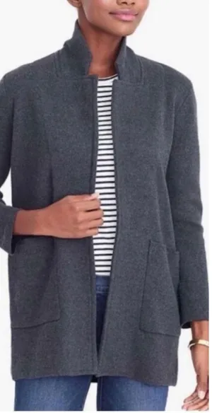 J CREW Gray Sophie Open Front Knit Jacket With Pockets Size Medium thumbnail 1