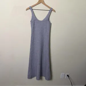 NWT Zara Wool‎ Alpaca Beaded Strappy Dress Gray Sleeves Midi Tank Women’s Size S thumbnail 6