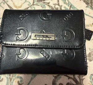 Vintage GUESS Black Patent Trifold Wallet Y2K Archival thumbnail 1