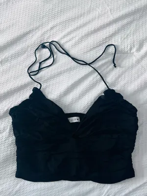 Zara Black Satin Ruched Halter Corset Top Size S Y2K Going Out thumbnail 2