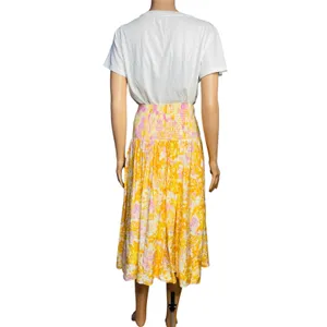 Anthropologie Maeve Printed Flounce Midi Skirt size M thumbnail 7