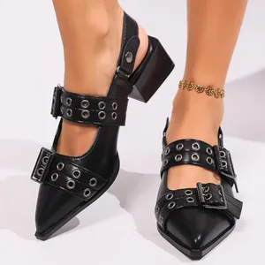 Stylish Black Women's Buckle Shoes Size 8 thumbnail 1