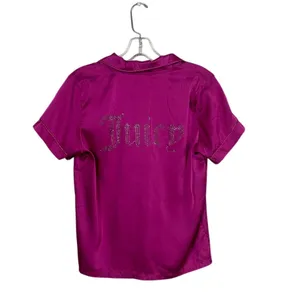Juicy Couture pink satin pajama shirt size S thumbnail 3