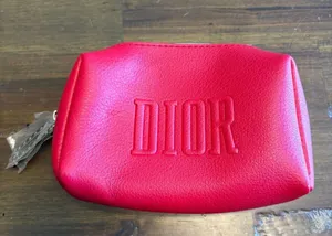 Dior Red Cosmetic Bag Hot Clutch Bag Make Up Case Travel Pouch Logo Small thumbnail 1
