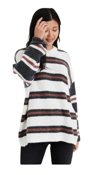 American Eagle Stripped Chunky Sweater - Medium thumbnail 1
