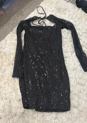 Lucy in the sky black sparkle dress thumbnail 1