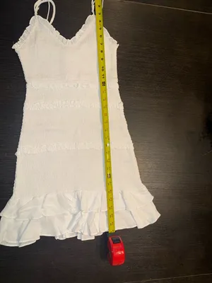 Olivaceous White Ruffle-Trim Sleeveless Mini Dress thumbnail 6
