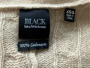 Saks Fifth Avenue Cashmere Tie-Front Cable Knit Poncho Sweater - Cream Size XS/S thumbnail 6