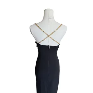 Nookie - Estelle Chain Strap Backless Gold Chain Straps Evening Dress Sz Xs thumbnail 7