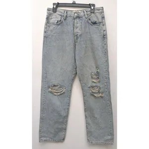 FREE PEOPLE Women's Jeans Boyfriend Distressed Button Fly Blue Acid Wash Size 30 thumbnail 2