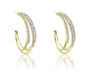 CZ Cubic Zirconia Open Hoop Earrings for Women thumbnail 4