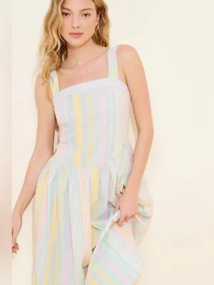 Free People Primavera Stripe Cotton Midi Dress Pastel Combo M thumbnail 12
