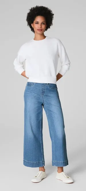 Spanx Pull on Crop Wide Leg Jeans thumbnail 1