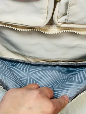 Everyday Utility Tote Bag in Light Beige - Multiple Pockets thumbnail 6