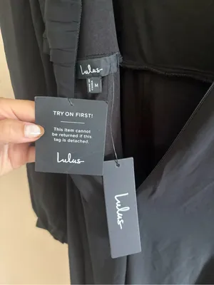 Lulus Love You So Black Long Sleeve Maxi Dress Size Medium NWT V Neck Tie Back thumbnail 7
