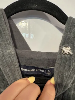 Abercrombie and Fitch‎ Velvet Ribbed Hoodie - Slate Gray thumbnail 4