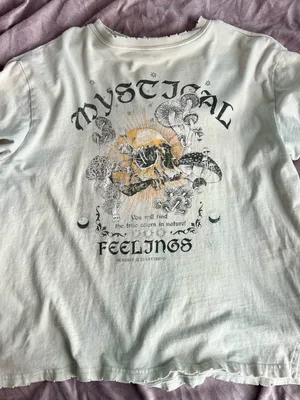 Mystical Feelings Graphic Short Sleeve Tee - White with Yellow Accent thumbnail 1