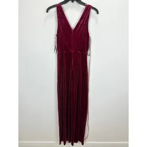Lulus Beautiful Evenings Wine Red Velvet Twist-Front Maxi Dress Formal Small NWT thumbnail 12