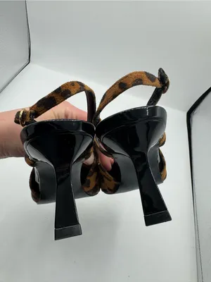 Marc Fisher Arzia2 Leopard Print Slingback Kitten Heels Dark Brown Size 5 office thumbnail 5
