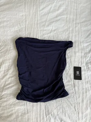 Amazon brand SUUKSESS navy off the shoulder top NWT thumbnail 3