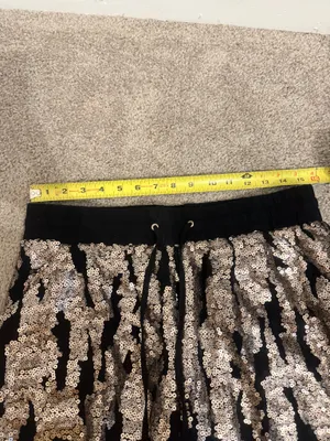 Hei Hei Anthropologie Sequin Drawstring Pants Joggers Gold Black Women's Size M thumbnail 6
