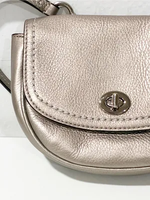 Coach Park Mini Hand Bag Leather Crossbody Bronze Turnlock Flap Closure thumbnail 2