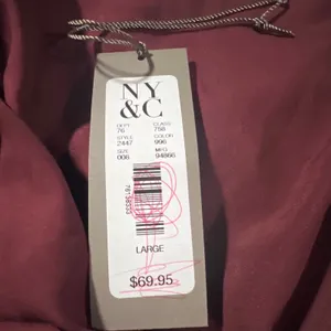 New York & Company Eva Mendes Dress Women Large Burgundy Ikat One Shoulder NWT‎ thumbnail 3