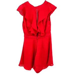 NWT Wayf size small red v neck romper ruffle‎ front and rear zip up rear thumbnail 2