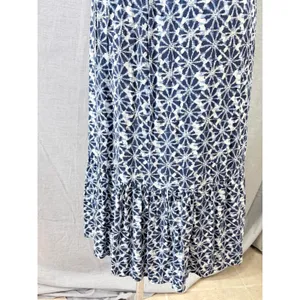 GAP Navy‎ Blue Geometric Print Smocked Waist Tiered Maxi Dress Size 14 thumbnail 7