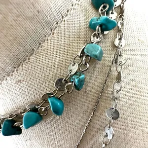 Silver tone blue beaded long multi strand necklace’s thumbnail 2