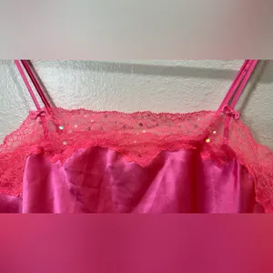 Victoria's‎ Secret Y2K Vintage Neon Pink Satin Lace Top Size M thumbnail 2