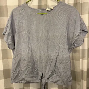 Madewell Light Blue Short Sleeve Tie-Front Top thumbnail 1
