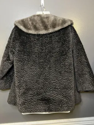 Vintage Borré Styled By Fairmoor Coat Womens S/M Brown Fur Shawl Collar thumbnail 6