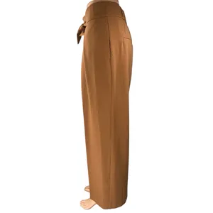 7th Avenue Women's Brown Pleated High Waisted Wide Leg Trousers Dress Pants Sz L thumbnail 2