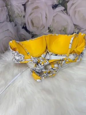 Yellow Floral Push-Up Bikini Top thumbnail 3