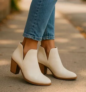 Anthropologie Joie Kayden Off White/Cream Leather Heeled Ankle Boots thumbnail 1