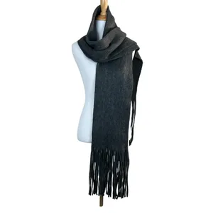 Lucky Brand Heather Dark Grey Brushed Knit‎ Fringe Long Scarf Soft Wrap New NWT thumbnail 2