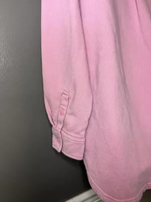 Aerie Shirt Womens XS Pink Terry Button Up Collared Long Sleeve Pocket Top thumbnail 6
