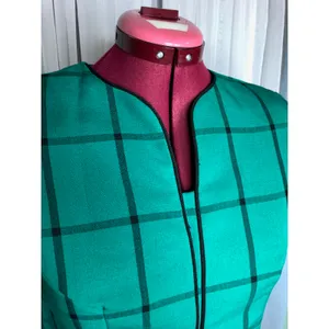 sheath dress windowpane green black vintage 1980s thumbnail 3
